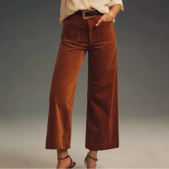 EUC Anthropologie Maeve The Colette Cropped Cord Wide Leg Bronze 31 Petite - Picture 8 of 8